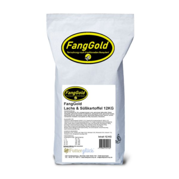 FangGold – Lachs & Süsskartoffel – Unser Trockenfutter mit einem hohen Anteil an getrocknetem Lachs und Süsskartoffeln bietet eine ausgewogene Ernährung