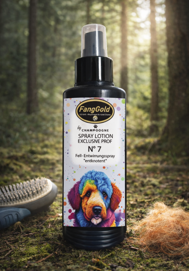 Fell-Entwirrungsspray für Hunde zum Lösen von Haarknoten und Verfilzungen. Mit Salbei und Rosmarin, ideal für Hundesalons und Groomer.